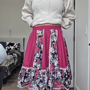 Floral Burgundy Skirt